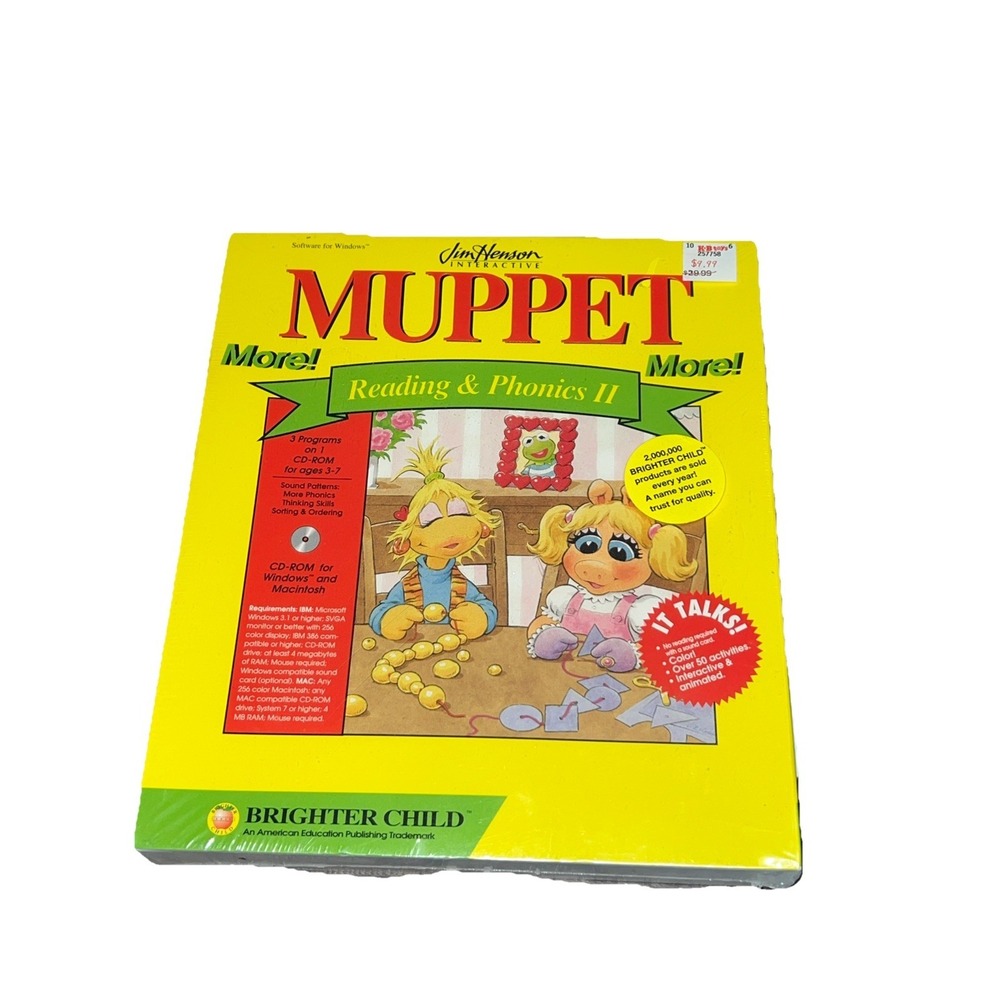 Vintage Jim Henson Interactive Muppets Reading And Phonics II CD-Rom 1995 NOS
